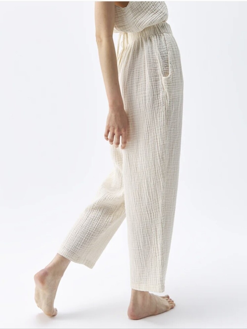 Pokoloko Lounge Cotton Pants Cream Small To Large